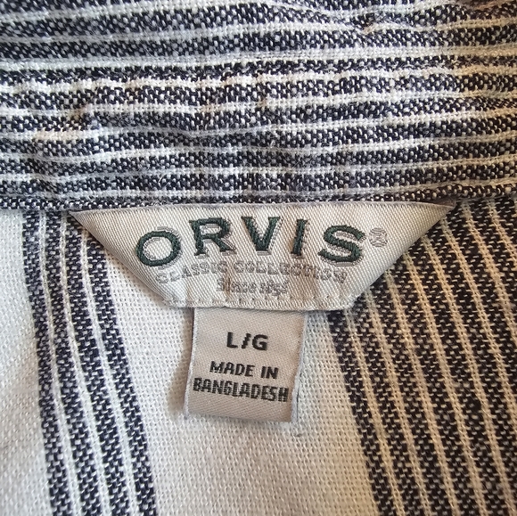 Orvis Linen/Rayon Blend Button Up Stripe Blouse. Size Large. - Picture 5 of 9